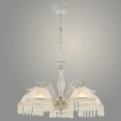 Люстра 20218/5 WH+GD белый/золото 5x40W E27 d540 h690 crst, 24